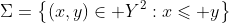 \Sigma=\left\{(x,y)\in Y^2:x\leqslant y\right\}