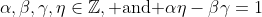 \alpha,\beta,\gamma,\eta\in\mathbb{Z},\text{ and }\alpha\eta-\beta\gamma=1