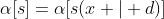 \alpha[s]=\alpha[s(x | d)]