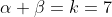 \alpha+\beta=k=7