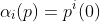 \alpha_i(p)=p^i(0)