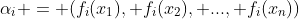 \alpha_i = (f_i(x_1), f_i(x_2), ..., f_i(x_n))