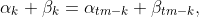 \alpha_k+\beta_k=\alpha_{tm-k}+\beta_{tm-k},