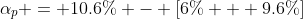 \alpha_p = 10.6\% - [6\% + 9.6\%]