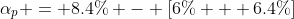 \alpha_p = 8.4\% - [6\% + 6.4\%]