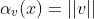 \alpha_v(x)=||v||