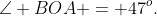 CB \parallel OA,\;\;\angle BOA = 47^o.\;\;\text{Find }\angle OAC