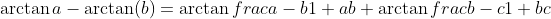 \arctan{a}-\arctan(b)=\arctan{frac{a-b}{1+ab}}+\arctan{frac{b-c}{1+bc}}