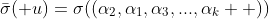 \bar\sigma(\mathbf u)=\sigma((\alpha_2,\alpha_1,\alpha_3,...,\alpha_k  ))
