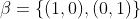 \beta=\{(1,0),(0,1)\}