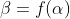 \beta=f(\alpha)