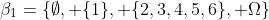 \beta_1=\{\emptyset, \{1\}, \{2,3,4,5,6\}, \Omega\}