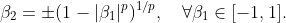 \beta_2 = \pm (1-|\beta_1|^p)^{1/p}, \quad \forall\beta_1\in[-1, 1].