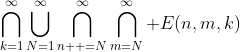 \bigcap_{k=1}^\infty\bigcup_{N=1}^\infty\bigcap_{n  =N}^\infty\bigcap_{m=N}^\infty E(n,m,k)