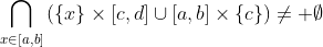 \bigcap_{x\in[a,b]}\left(\{x\}\times[c,d]\cup[a,b]\times\{c\}\right)\not= \emptyset