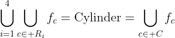 \bigcup_{i=1}^{4}\bigcup_{c\in R_i}f_c=\text{Cylinder}=\bigcup_{c\in C}f_c