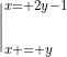 \bigg{|}_{x = y}^{x= 2y-1}~ dy