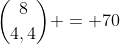 \binom{8}{4,4} = 70