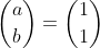 \binom{a}{b}=\binom{1}{1}