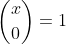 \binom{x}{0}=1