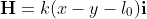 \bold{H}=k(x-y-l_0)\bold{i}