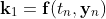 \bold{k}_1=\bold{f}(t_n,\bold{y}_n)
