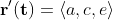\bold{r'(t)}=\langle{a,c,e}\rangle