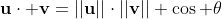 \bold{u}\cdot \bold{v}=||\bold{u}||\cdot||\bold{v}|| \cos \theta