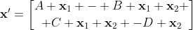 \bold{x}'={A \bold{x}_1 - B \bold{x}_1 \bold{x}_2 \brack C \bold{x}_1 \bold{x}_2 -D \bold{x}_2}