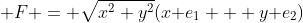 \bold F = \sqrt{x^2+y^2}(x\bold e_1 + y\bold e_2)