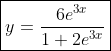 \boxed{y=\frac{6e^{3x}}{1+2e^{3x}}}