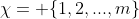 \chi= \{1,2,...,m\}