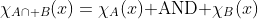 \chi_{A\cap B}(x)=\chi_A(x)\text{ AND }\chi_B(x)