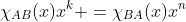 \chi_{AB}(x)x^k =\chi_{BA}(x)x^n