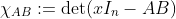 \chi_{AB}:=\det(xI_n-AB)