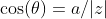 \cos(\theta)=a/|z|
