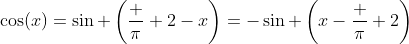 \cos(x)=\sin \left(\frac \pi 2-x\right)=-\sin \left(x-\frac \pi 2\right)
