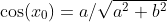 \cos(x_0)=a/\sqrt{a^2+b^2}