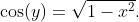 \cos(y)=\sqrt{1-x^{2}}.