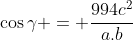 \cos\gamma = \frac{994c^2}{a.b}