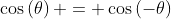 \cos\left({\theta}\right) = \cos\left({-\theta}\right)