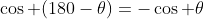 \cos \(180-\theta)=-\cos \theta