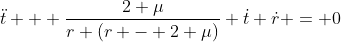 \ddot{t} + \frac{2 \mu}{r (r - 2 \mu)} \dot{t} \dot{r} = 0