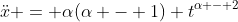 \ddot{x} = \alpha(\alpha - 1) t^{\alpha - 2}