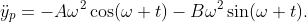 \ddot{y}_{p}=-A\omega^{2}\cos(\omega t)-B\omega^{2}\sin(\omega t).