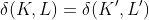 \delta(K,L)=\delta(K',L')