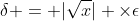 \delta = |\sqrt{x}| \times\epsilon