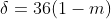 \delta=36(1-m)