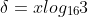 \delta=xlog_{16}3