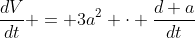 \dfrac{dV}{dt} = 3a^2 \cdot \dfrac{d a}{dt}